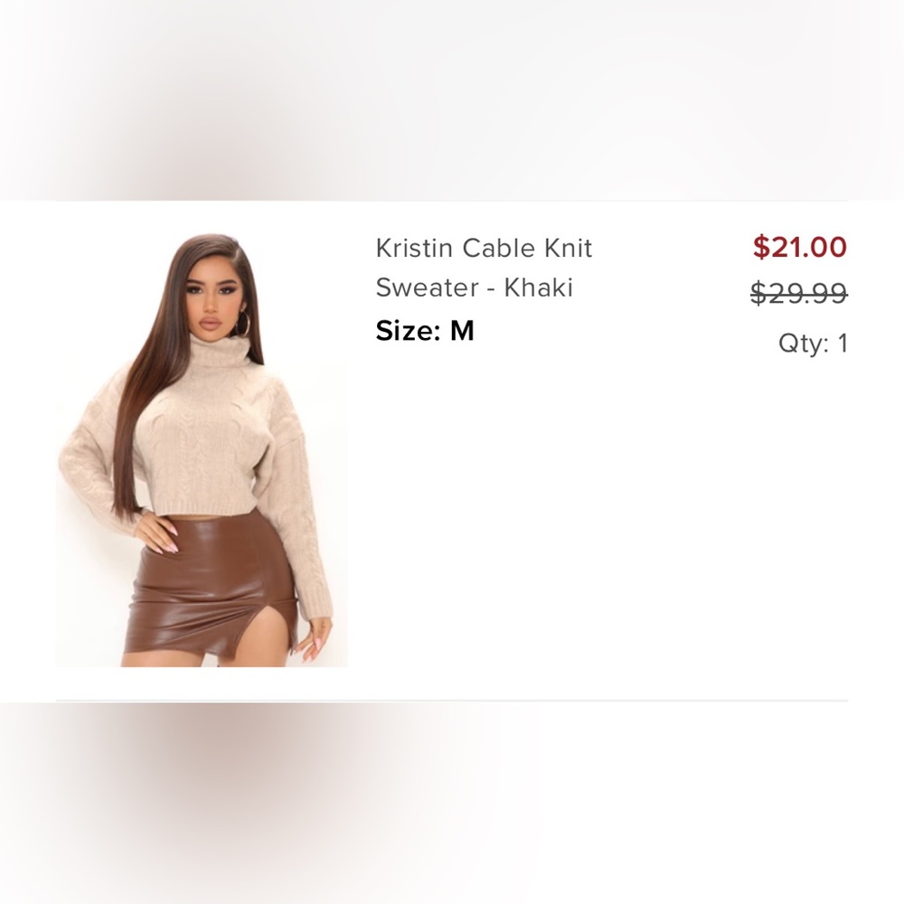 BNWT fashion nova cable knit sweater khaki color